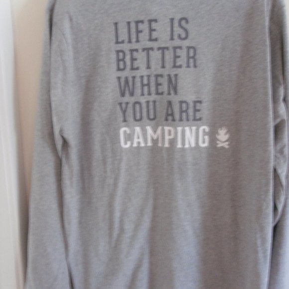 WE PEOPLE LONG SLEEVE GREY SHIRT THAT STATES"LFE IS BETTER WHEN YOU ARE CAMPING" - Picture 4 of 9